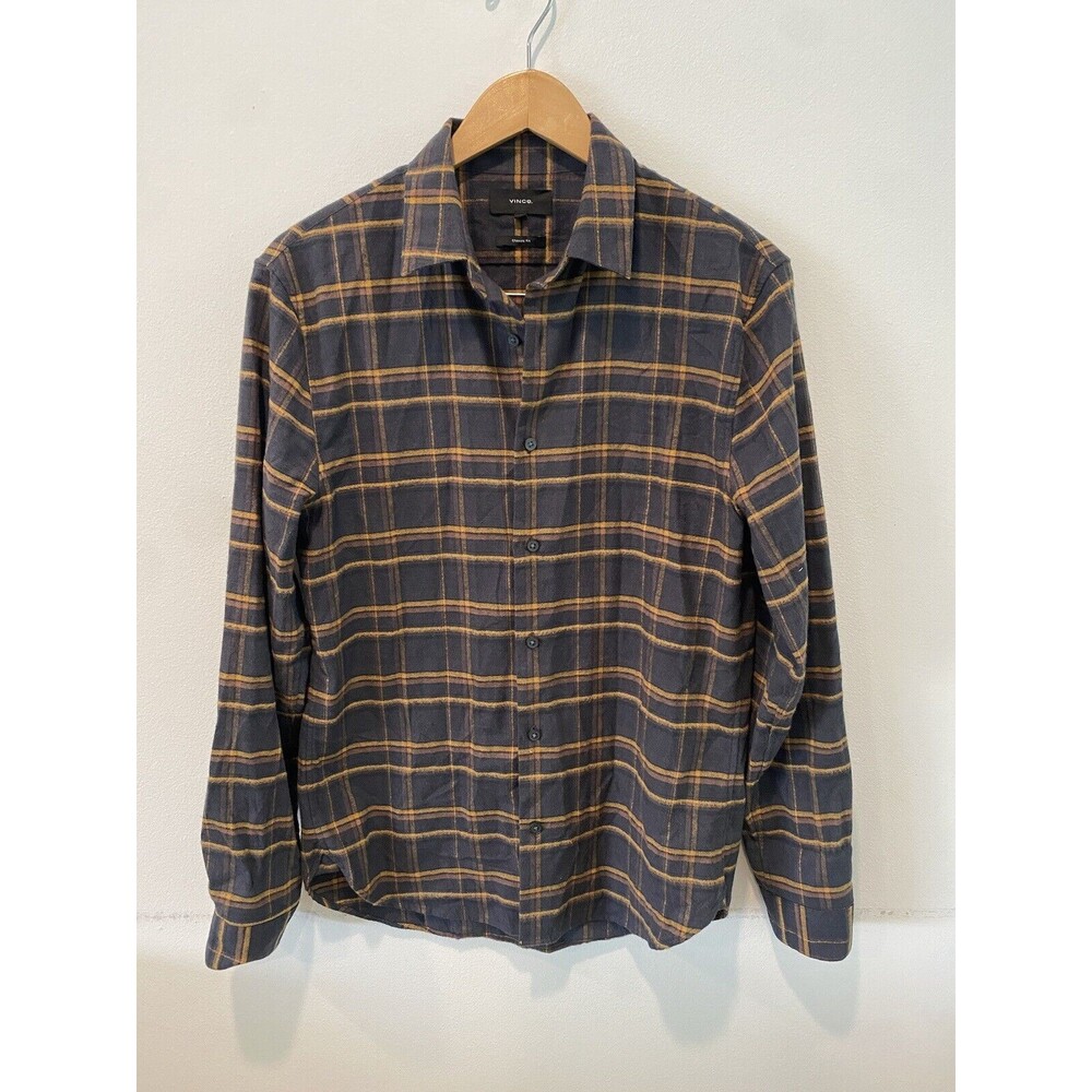 VINCE Men Classic Fit Plaid Flannel Button-up Shirt In Stone Charcoal S